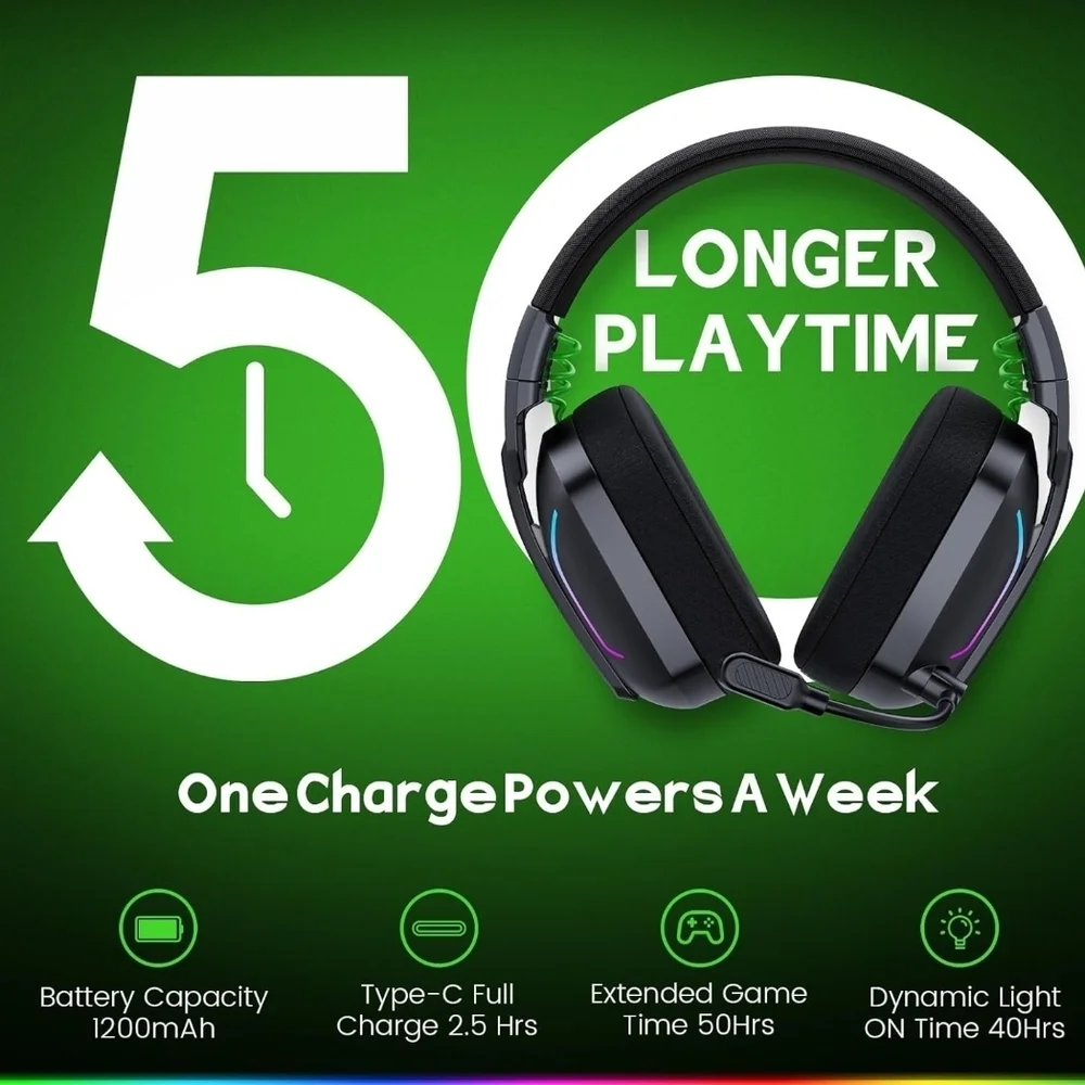 Black Gaming Headset with RGB Lights